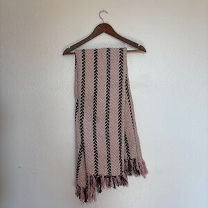 Boho Pink and Black Patterned Fringe Hem Throw